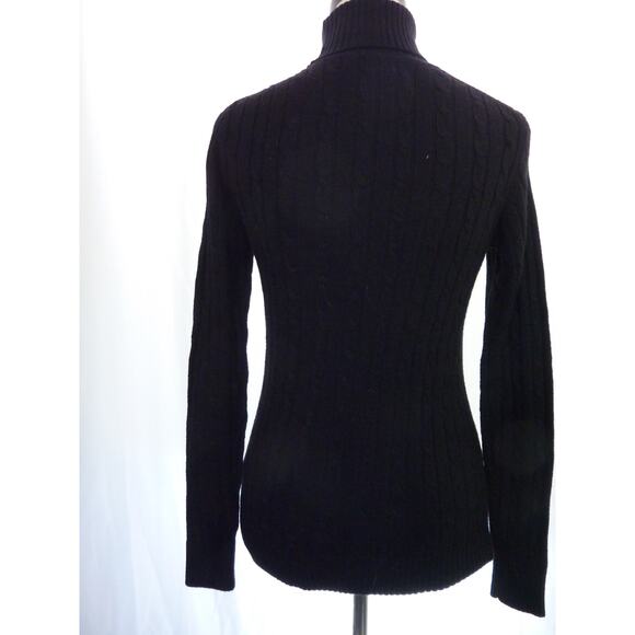 Tommy Hilfiger Womens Black Wool Alpaca Blend Cable Knit Turtleneck Sweater S - Picture 3 of 6